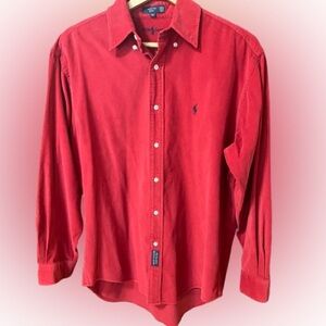 Ralph Lauren The Blaire Button Down Red Corduroy Button-Down Shirt Size Medium